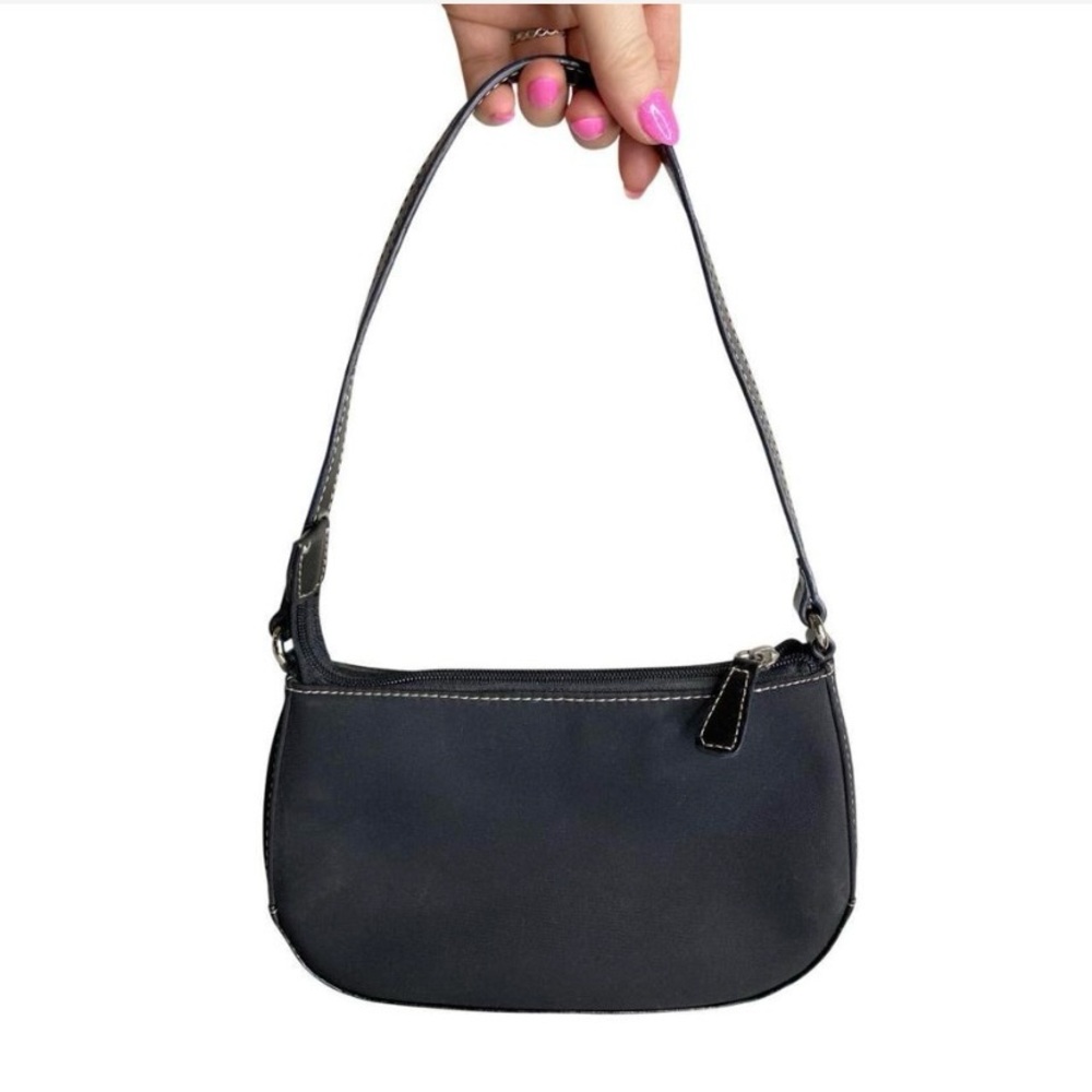 Black Shoulder Bag with White Stitching